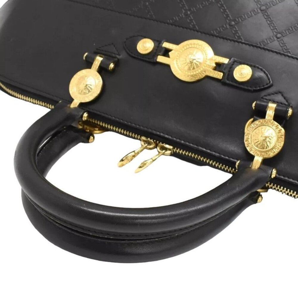 698558AM (S6) Versace Satchel Bag Black Leather - Picture 7 of 10